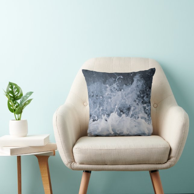 Ocean Wave Splash Closeup 1 Throw Pillow (Chair)