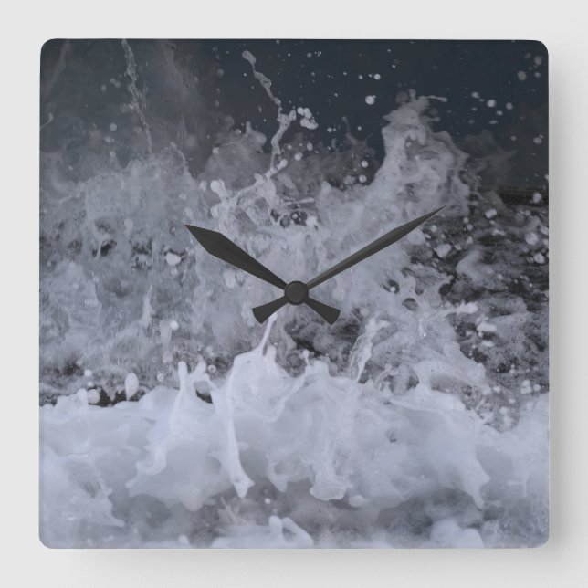 Ocean Wave Splash Closeup 2 Square Wall Clock (Front)