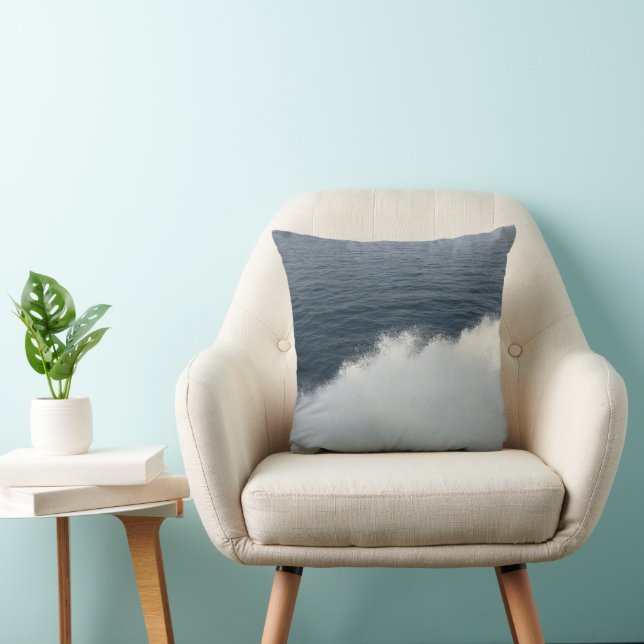 Ocean Wave Spray from Ferry to Capri 1 Throw Pillow (Chair)