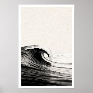 Ocean Wave Study Black and White Poster