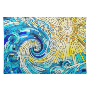 Ocean Wave Sun mosaic art Placemat