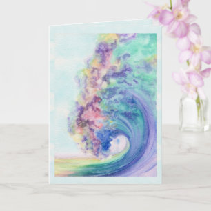 Ocean Wave Watercolor Custom Text Anniversary Card