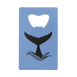 Ocean Wave Whale Tail Silhouette Credit Card Bottle Opener