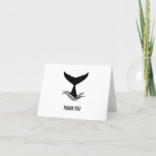 Ocean Wave Whale Tail Silhouette Thank You Card