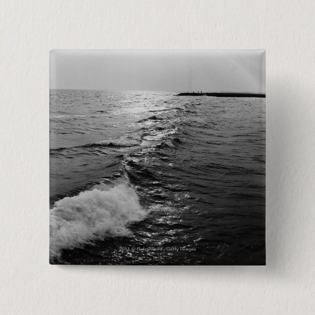 Ocean waves 2 inch square button (Front)