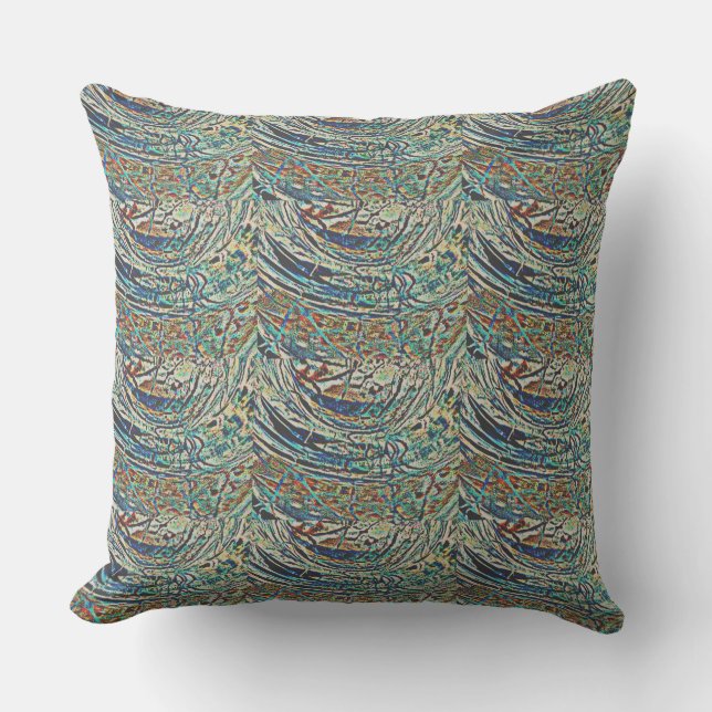 OCEAN WAVES ABSTRACT SEAFOAM THROW PILLOW (Front)