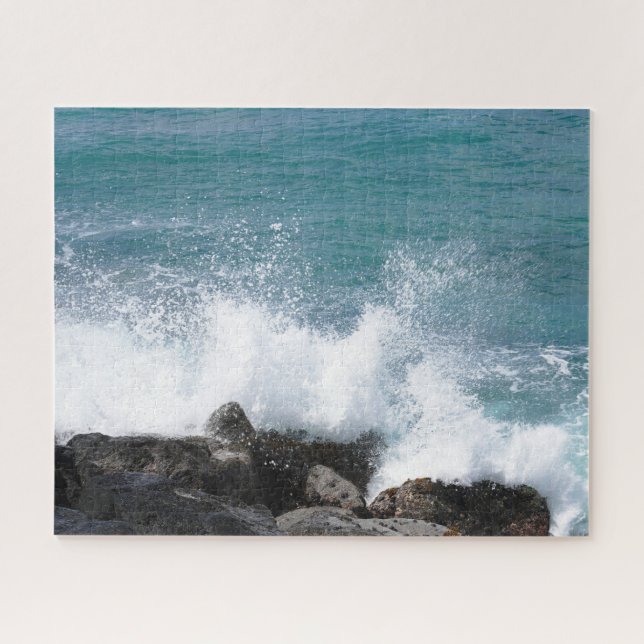 Ocean Waves Against the Rocks Jigsaw Puzzle (Horizontal)
