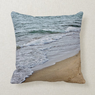 Ocean waves and beach throw pillow