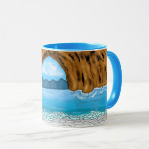 Ocean Waves and Canyon Drawing Peaceful Mug