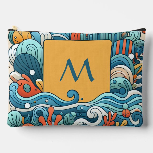 Ocean Waves and Initial Accessory Pouch (Front)