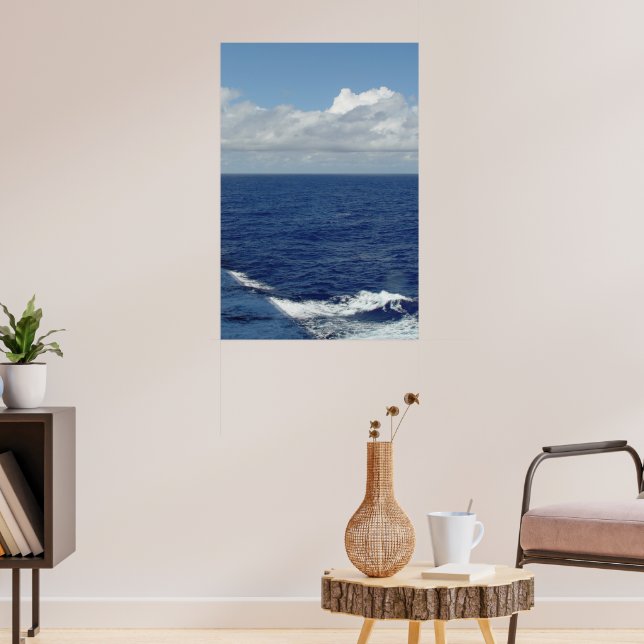 Ocean Waves and White Fluffy Clouds Poster (Living Room 3)