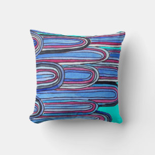 Ocean Waves aqua blue pattern Throw Pillow