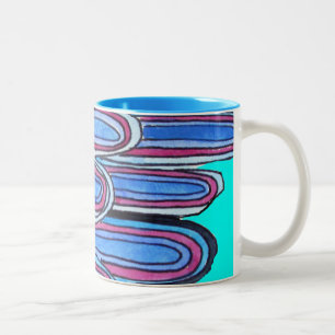 Ocean Waves aqua blue pattern Two-Tone Coffee Mug