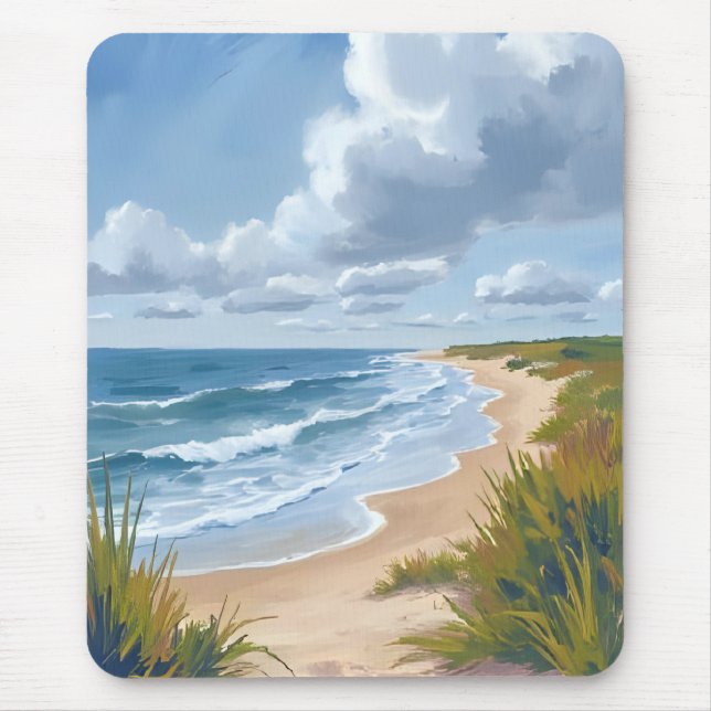 Ocean Waves | Beach Coastal Painted Mouse Pad (Front)