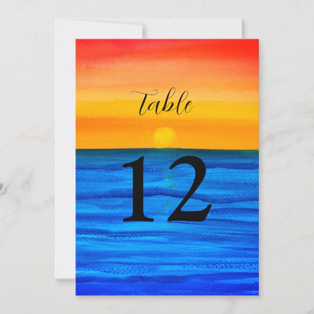 Ocean Waves Beach Destination Sunset Table numbers (Front)