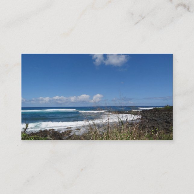 Ocean Waves Beach Hawaii Photography Business Card (Front)
