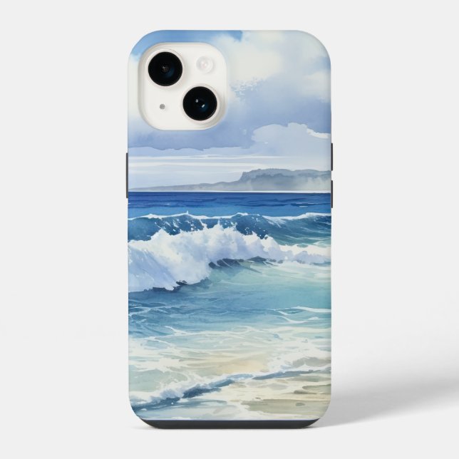 Ocean Waves Beach House Aesthetic iPhone Case (Back)