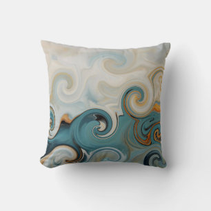 Ocean Waves Beach Teal Blue Abstract 74 Throw Pillow