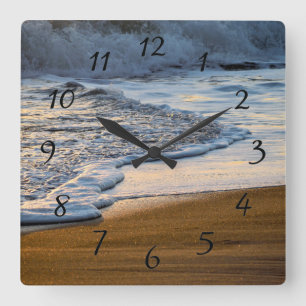 Ocean waves breaking on surf square wall clock