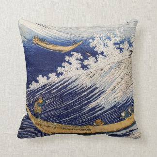 Ocean waves by Katsushika Hokusai Throw Pillow