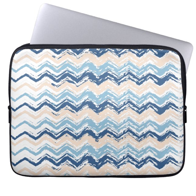 Ocean Waves Chevron Laptop Sleeve (Front)