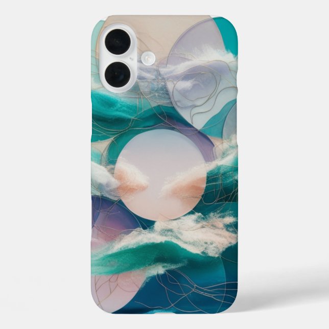 Ocean Waves & Circles – Retro Modern iPhone Case-Mate iPhone Case (Back)