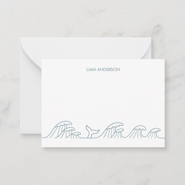 Ocean waves coastal kids personalized card (Front)