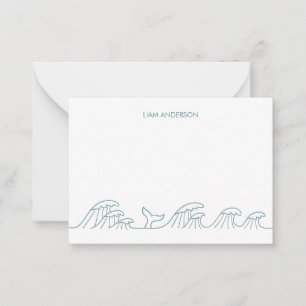 Ocean waves coastal kids personalized card