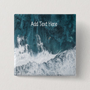 Ocean Waves Crashing 2 Inch Square Button