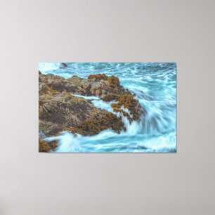 Ocean Waves Crashing on Rocky Shore Canvas Print