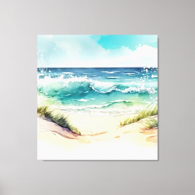 Ocean Waves Crashing on Shore Canvas Print (Front)