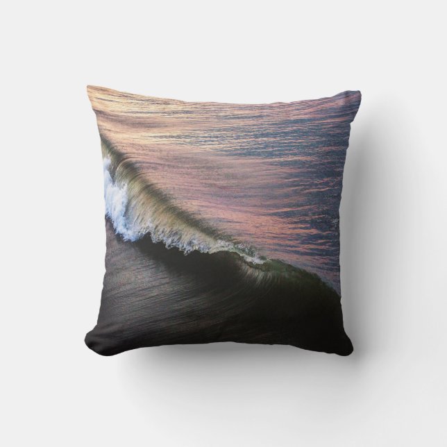 OCEAN WAVES CRASHING ON SHORE DURING DAYTIME THROW PILLOW (Front)
