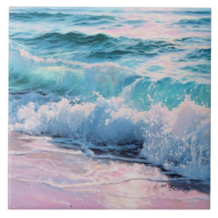 Ocean Waves Crashing on Shoreline Tile