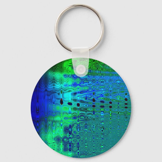 Ocean Waves Digital Abstract Keychain (Front)