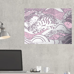 Ocean Waves Gold Foil With a Light Pink Background Foil Prints