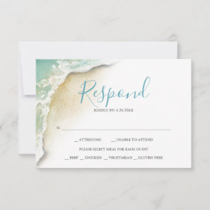 Ocean Waves Mariage Turquoise Blue Réponse RSVP