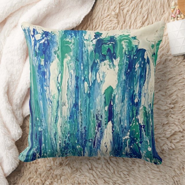 Ocean Waves Modern Abstract Throw Pillow (Blanket)