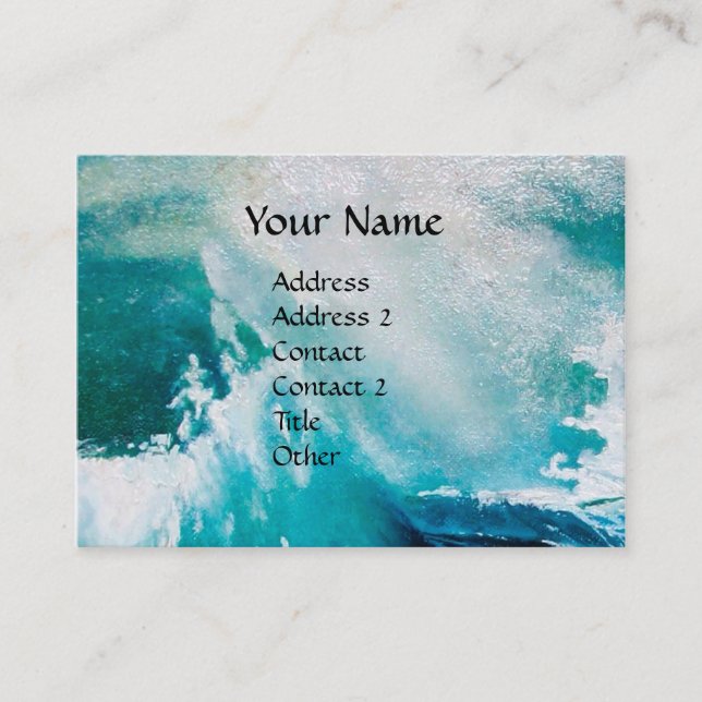 OCEAN WAVES MONOGRAM / Ship In the Sea in Storm Business Card (Front)