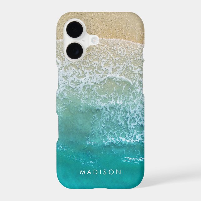 Ocean Waves Motif Monogramme Nom plage (Verso)
