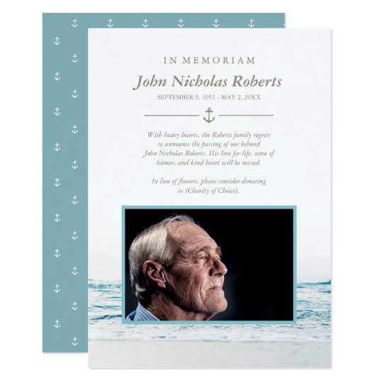 Ocean Waves Nautical In Memoriam Photo Card