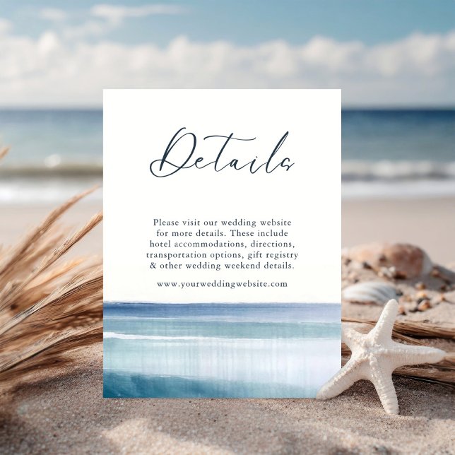 Ocean Waves Nautical Monogram Wedding Details Enclosure Card (Creator Uploaded)