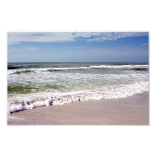 Ocean Waves on Pink Sandy Beach Photo Print