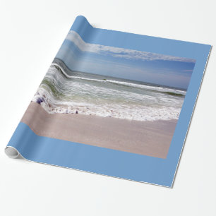 Ocean Waves on Pink Sandy Beach Wrapping Paper