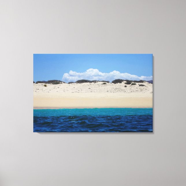 Ocean Waves On Sandy Beach Under Blue Sky Canvas Print (Front)