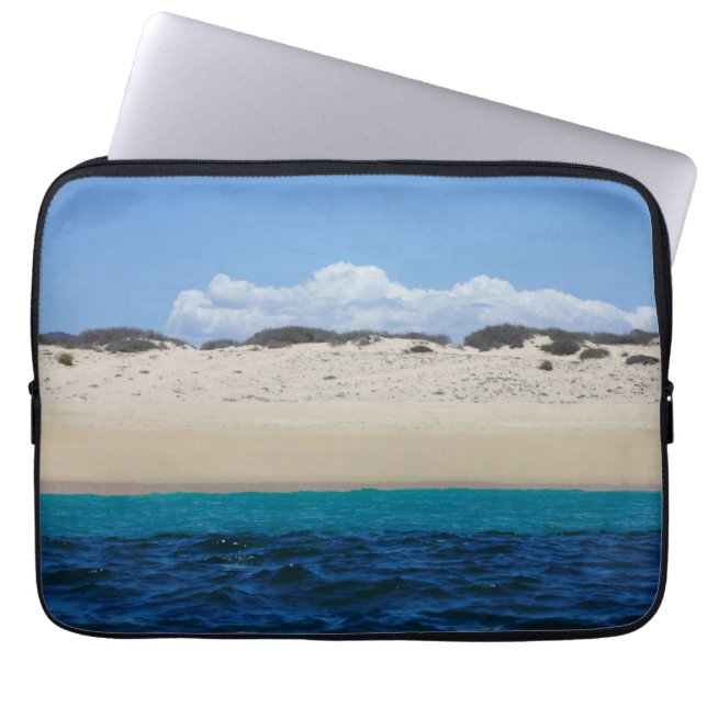 Ocean Waves On Sandy Beach Under Blue Sky Laptop Sleeve (Front)