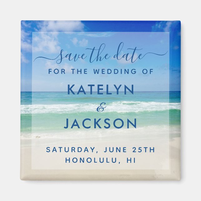 Ocean Waves Photo Chic Beach Save the Date Magnet (Front)