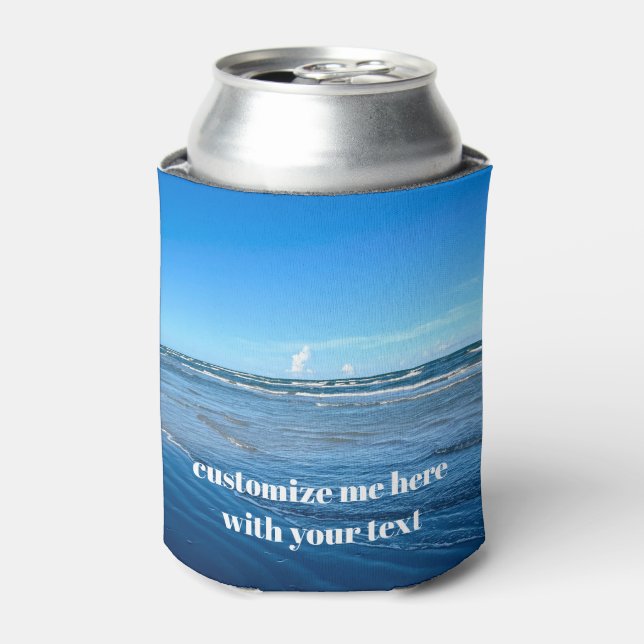 Ocean Waves Photography Custom Beach Marketing Can Cooler (Can Front)
