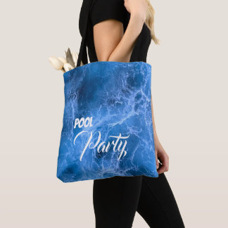 Ocean waves Pool Party blue white water customize Tote Bag