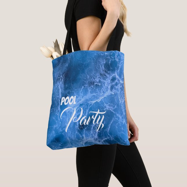 Ocean waves Pool Party blue white water customize Tote Bag (Close Up)