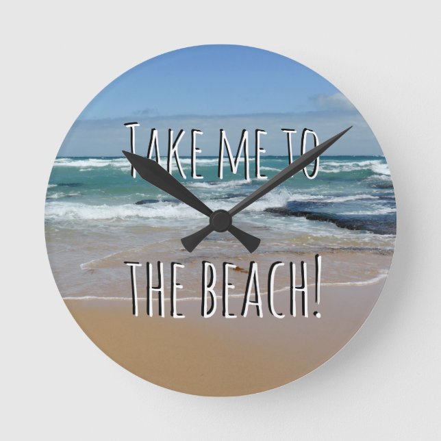 Ocean Waves Sand Beach Wall Clock (Front)